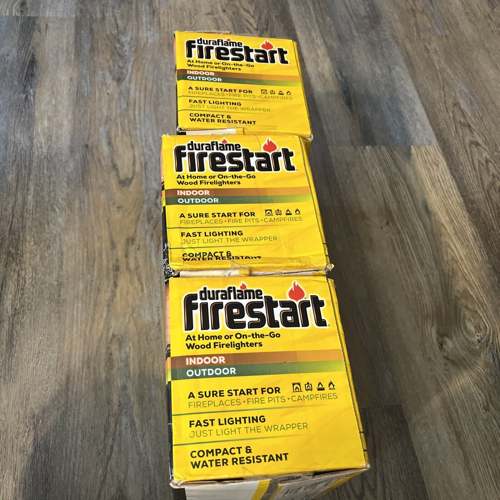 3 Boxes Duraflame Firestart Indoor/Outdoor Firelighters 24-pk EA Water Resistant - Fresh Stock Dated January 2026