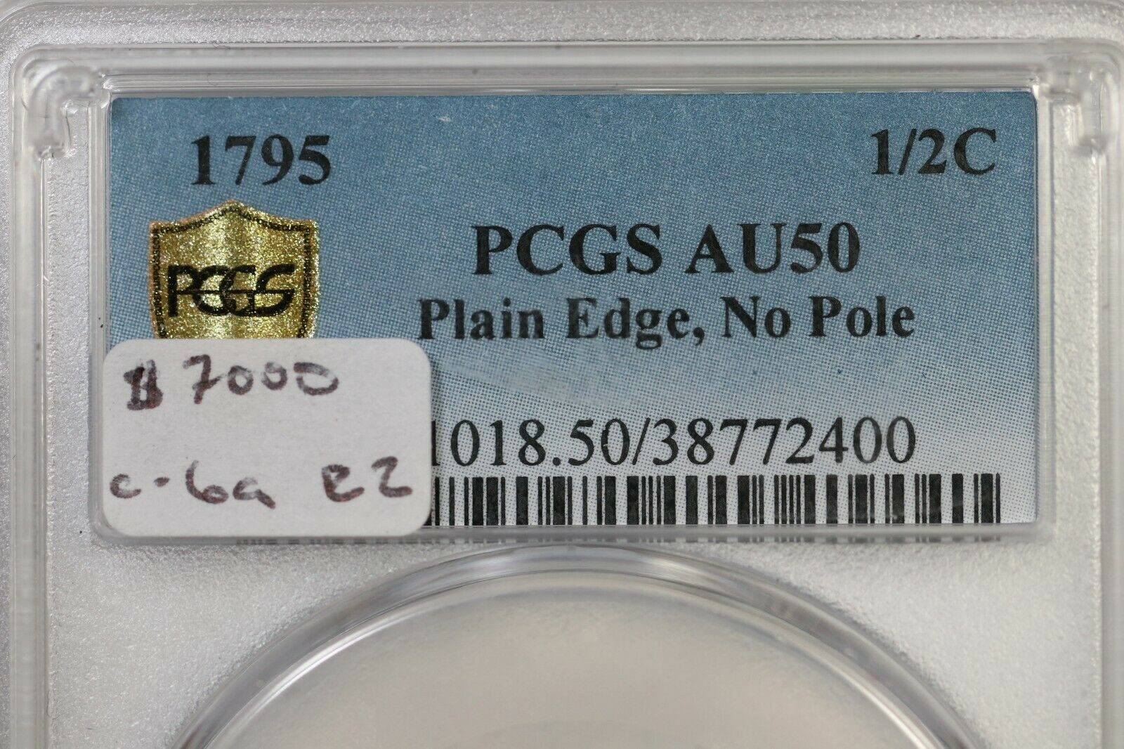 1795 C-6a R-2 PCGS AU 50 Plain Edge, No Pole Liberty Cap Half Cent Coin 1/2c - Fresh Stock Dated December 2025