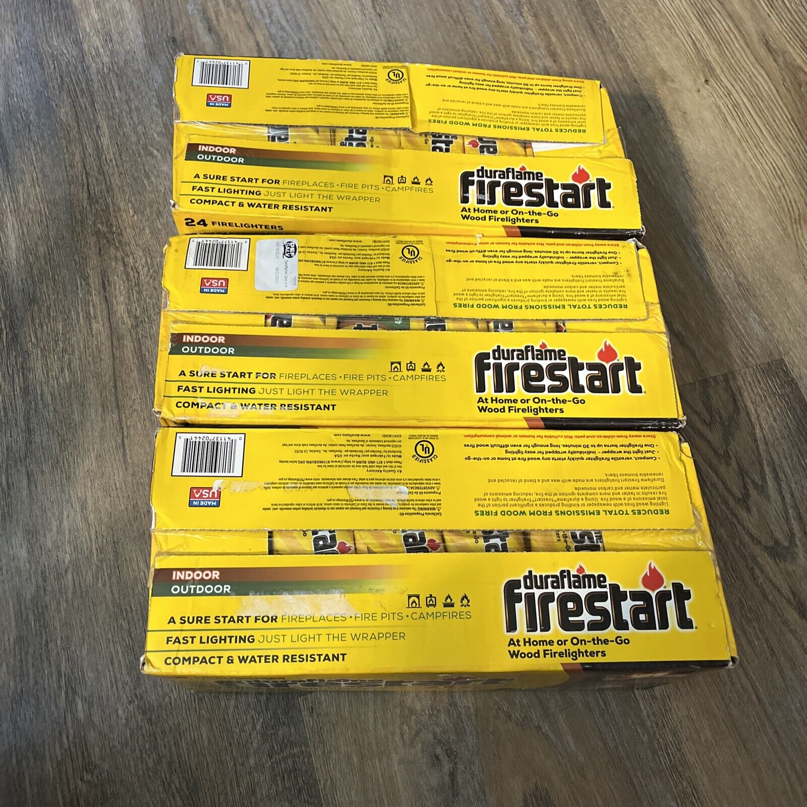 3 Boxes Duraflame Firestart Indoor/Outdoor Firelighters 24-pk EA Water Resistant - Fresh Stock Dated January 2026