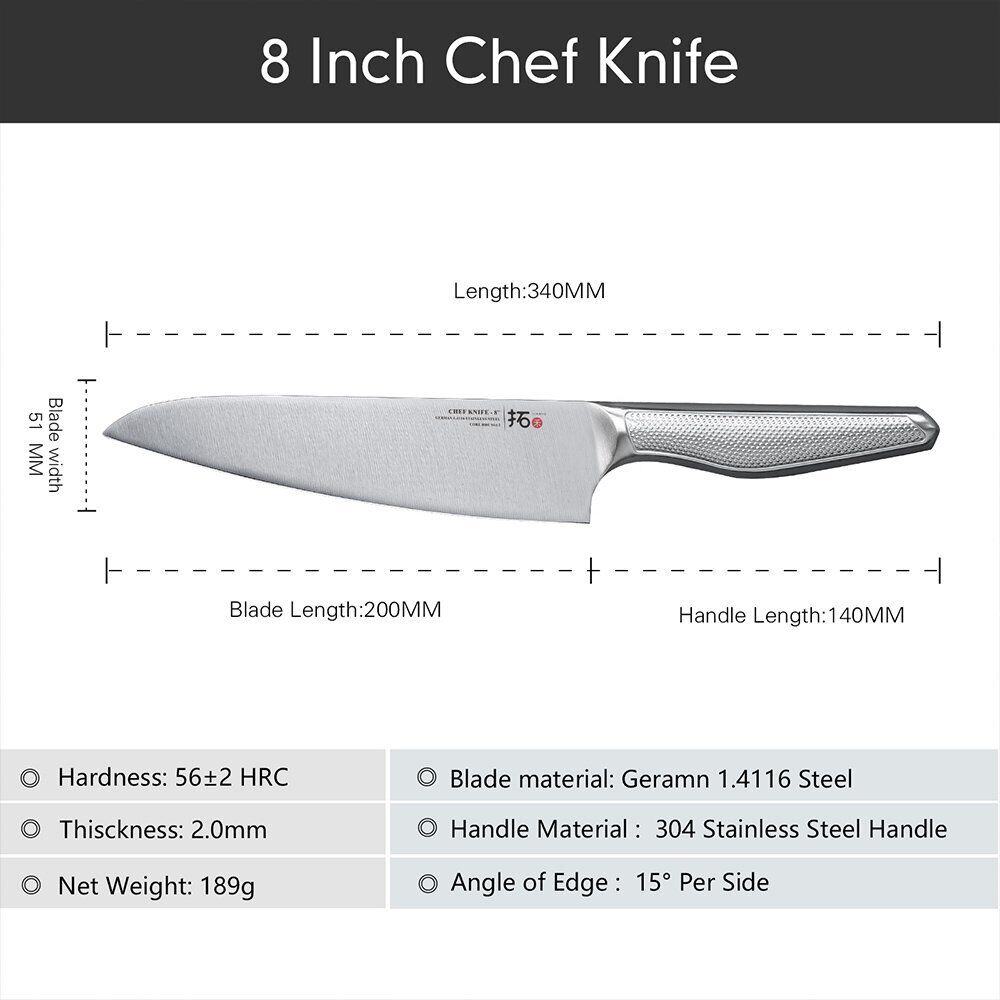 6x TURWHO Kiritsuke Santoku Slicer Bread Chef German Stainless Steel Knives Set - Fresh Stock Dated January 2026