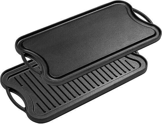 PreSeasoned Cast Iron Reversible Grill Griddle Pan Works on All Possible Cooktop - Fresh Stock Dated February 2026