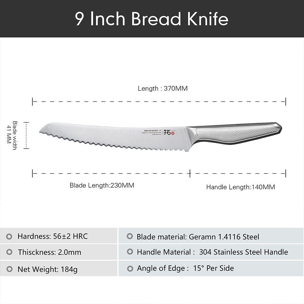 6x TURWHO Kiritsuke Santoku Slicer Bread Chef German Stainless Steel Knives Set - Fresh Stock Dated January 2026