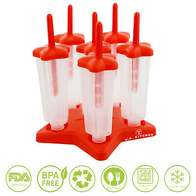 U.S. Kitchen Supply 18 Star Shape Ice Pop Molds Makers 6 Red, 6 White 6 Blue USA - Fresh Stock Dated January 2026