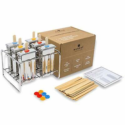 Popsicle Molds and Rack - 6 Ice Pop Makers + 30 Stainless Steel Regular - Fresh Stock Dated February 2026