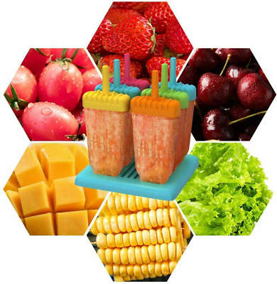 Popsicle Molds 6 Ice Pop Mold Reusable Ice Cream Maker Set with Funnel Brush - Fresh Stock Dated January 2026