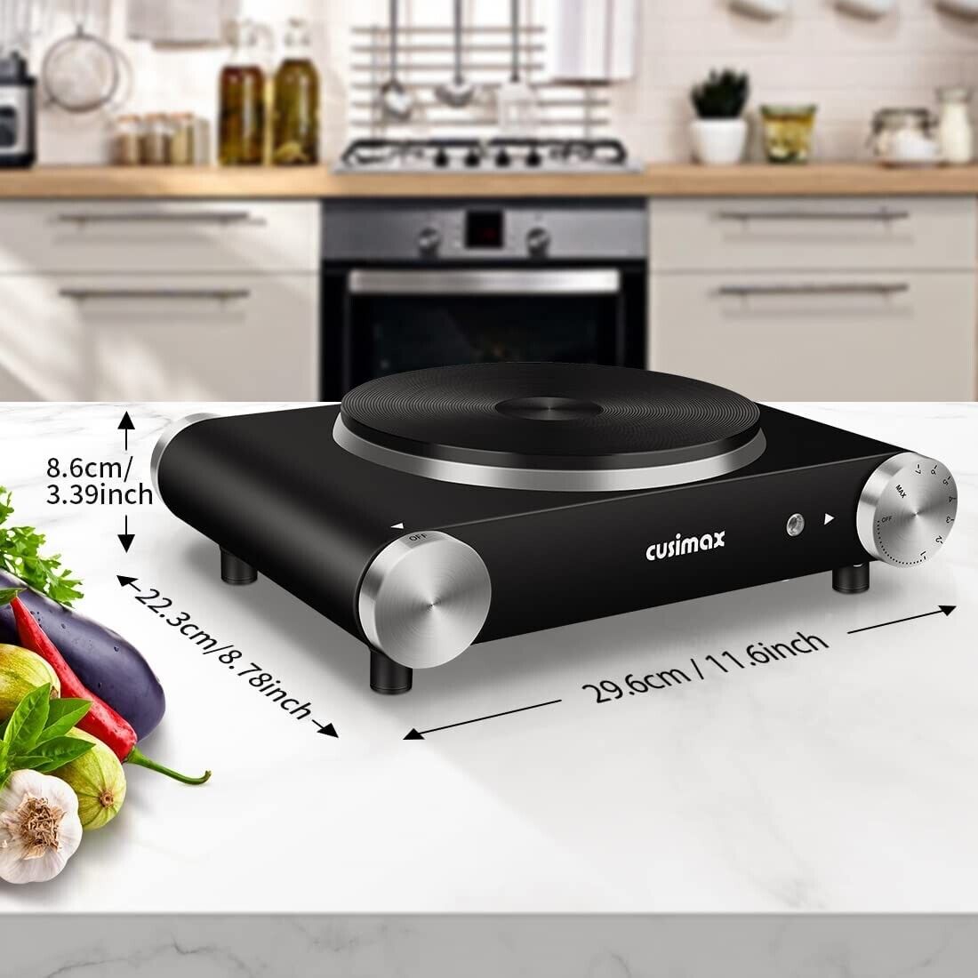 CUSIMAX Electric Hot Plate for Cooking Portable Single Burner 1500W Cast Iron - Fresh Stock Dated February 2026