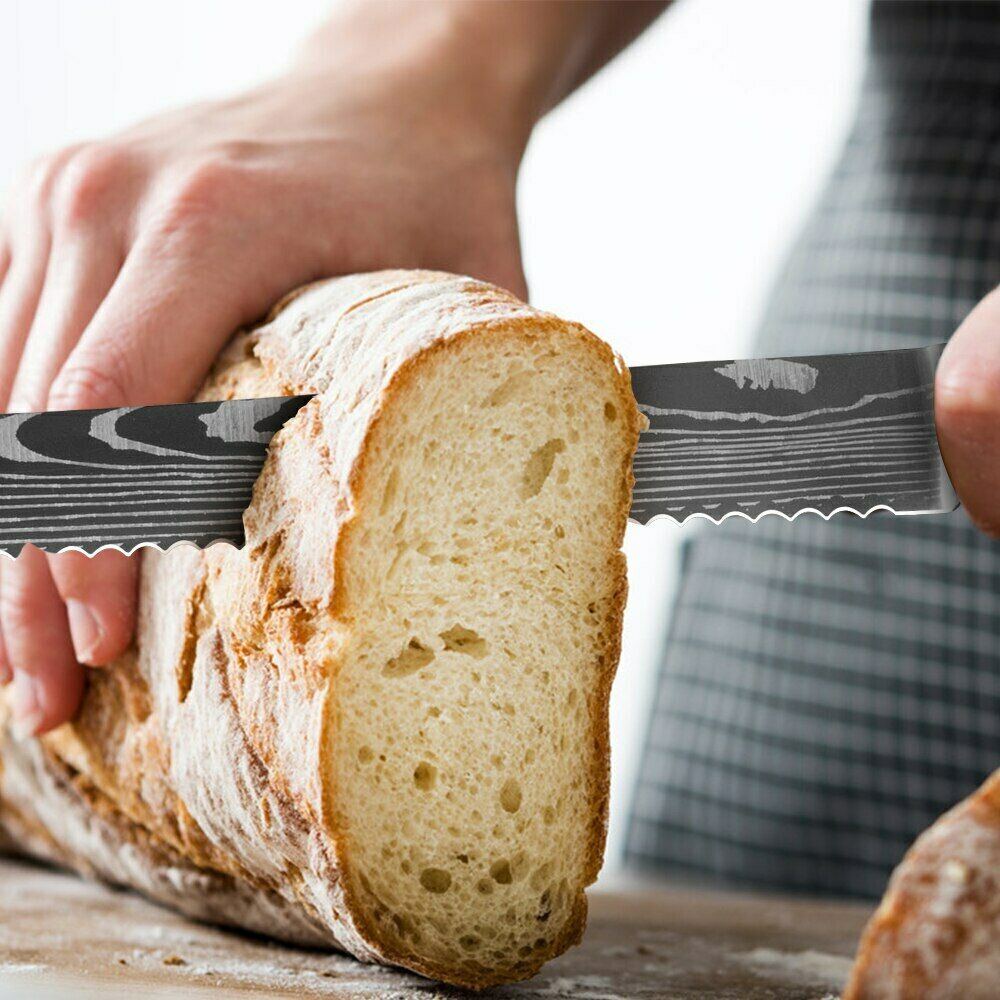 Kitchen Knife Set Japanese Damascus Pattern Chef Stainless Steel Cleaver Knives - Fresh Stock Dated January 2026