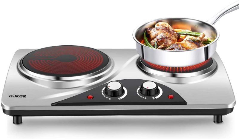 Cukor Electric Hot Plate, 1800W Portable Electric Stove,Infrared Double Burner,H - Fresh Stock Dated February 2026