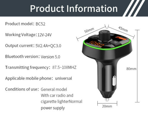 Bluetooth In-Car Wireless FM Transmitter MP3 Radio Adapter Car  Kit 2 USB US G-2 - Fresh Stock Dated December 2025