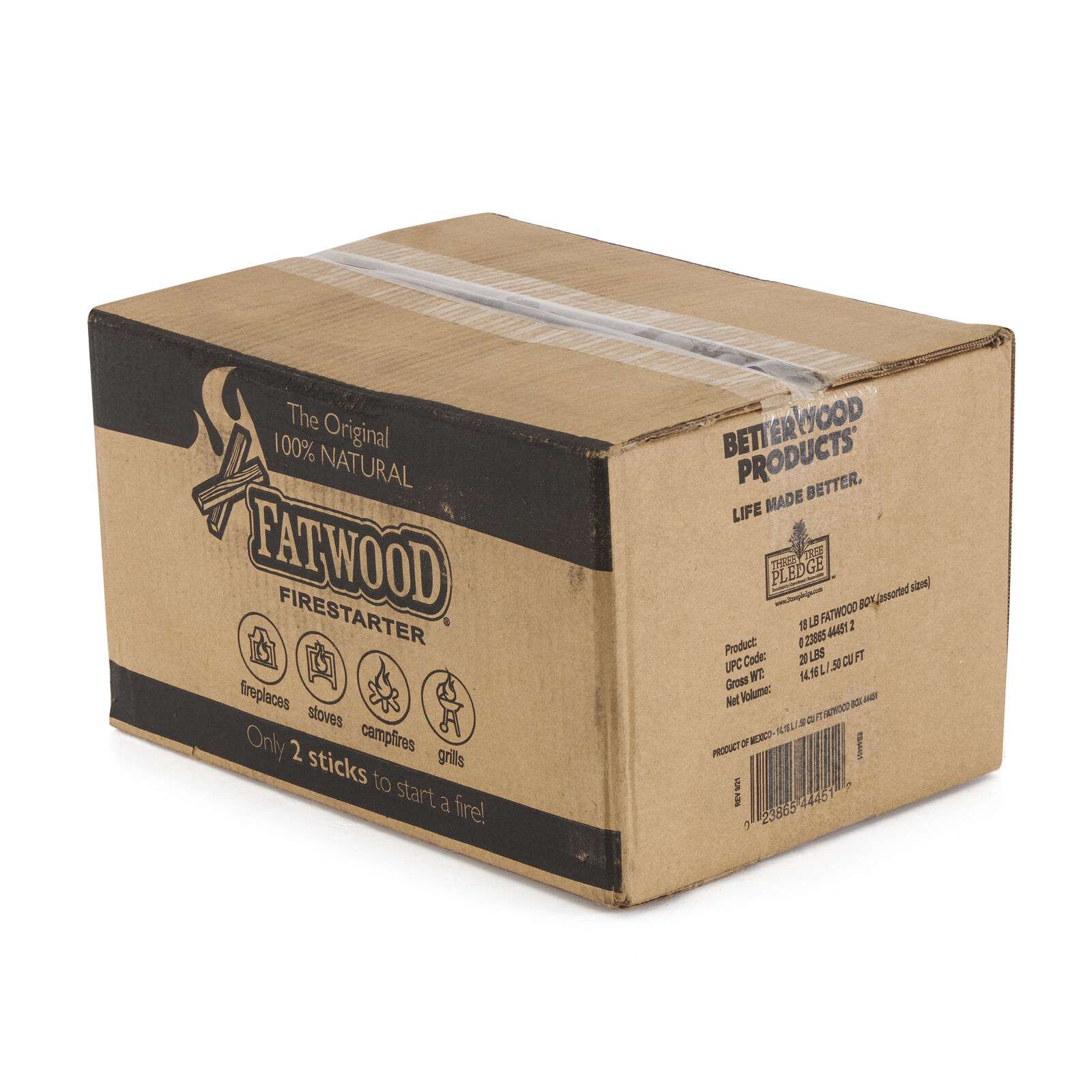 Better Wood Products 18 Pound Assorted Sizes Fire Wood Fatwood Firestarter Crate - Fresh Stock Dated January 2026