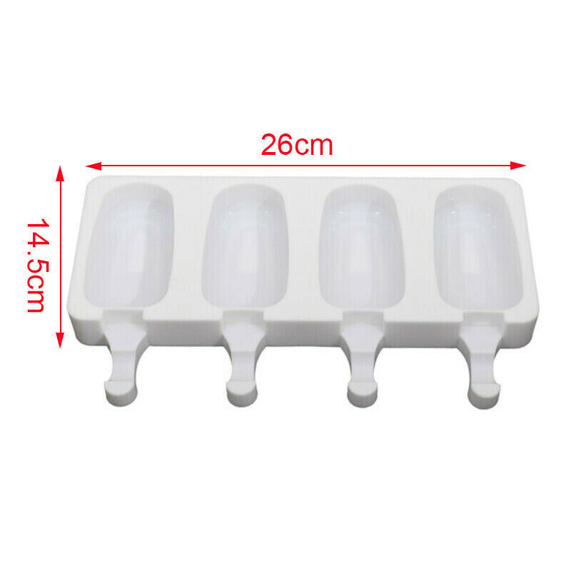 Large Silicone Frozen Ice Cream Mold Juice Popsicle Maker Lolly Mould 4 Cell - Fresh Stock Dated February 2026