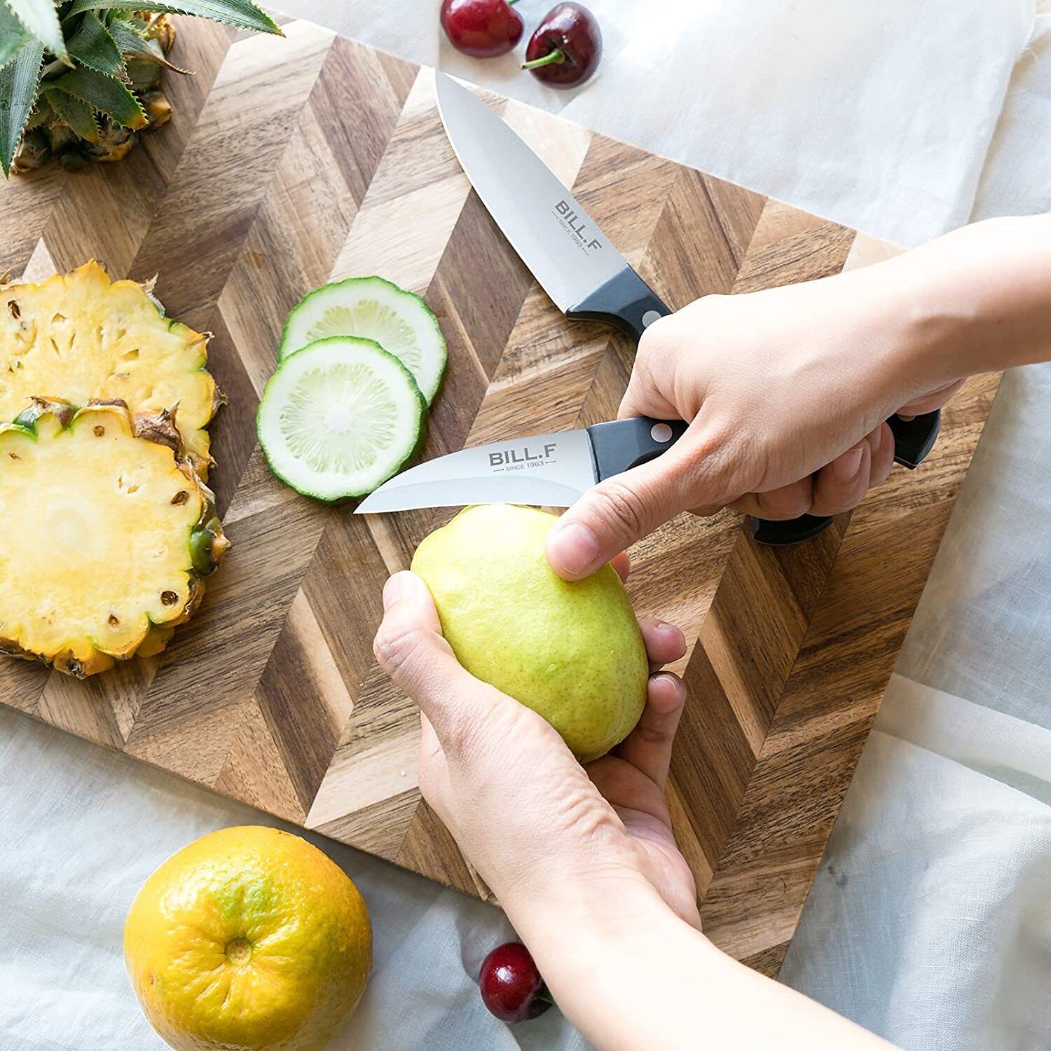 Kitchen Knife Set, 15-Piece Knife Set with Built-In Sharpener and Wooden Block - Fresh Stock Dated February 2026