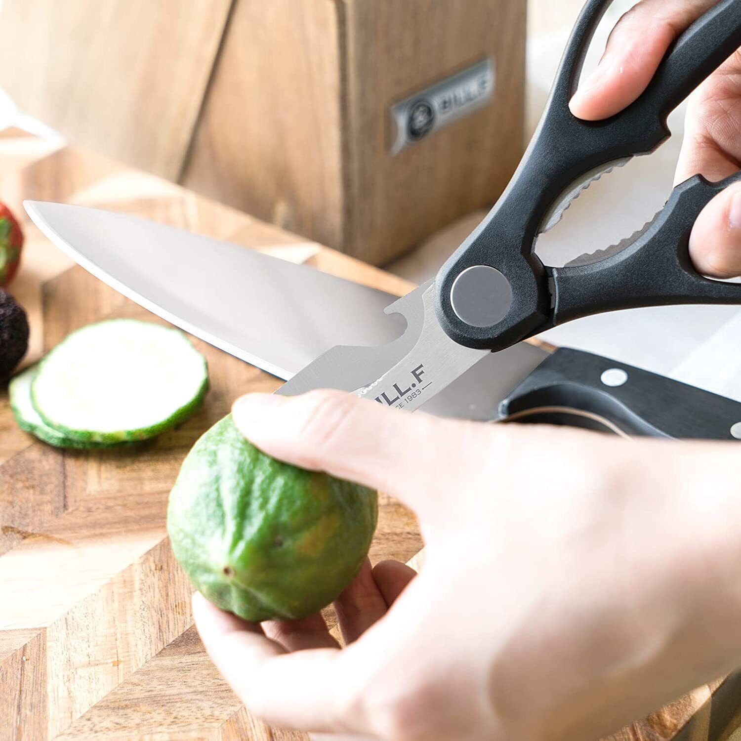 Kitchen Knife Set, 15-Piece Knife Set with Built-In Sharpener and Wooden Block - Fresh Stock Dated February 2026