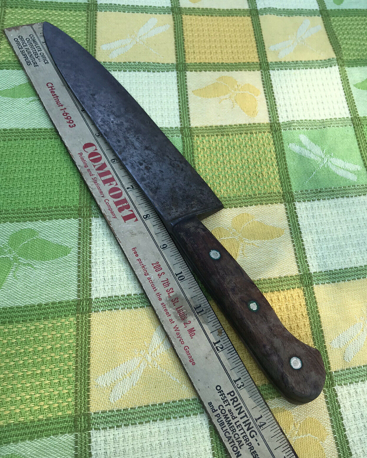 Vintage LL Bean Chef's Knife 8.5” Carbon Steel Blade Wooden Handle - Fresh Stock Dated January 2026