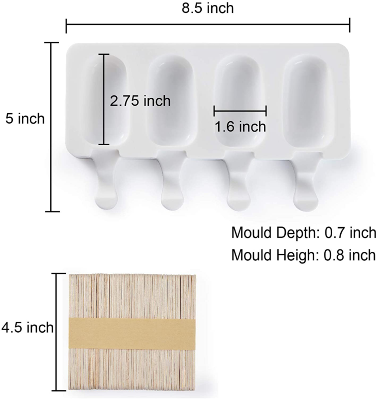 Popsicle Molds, 2 Pack Cake Pop Molds Silicone, 4 Cavities Homemade Cakesicle - Fresh Stock Dated February 2026