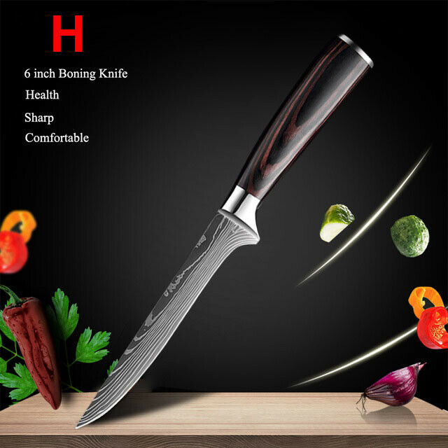 Damascus Pattern Chef's Knife Set Japanese Kitchen Knives Cleaver Slicing Tool - Fresh Stock Dated January 2026