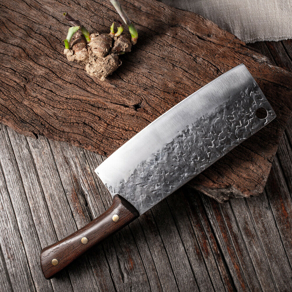 8 In Handmade Traditional Chinese Forged Chef Kitchen Meat Cleaver Slicing Knife - Fresh Stock Dated January 2026