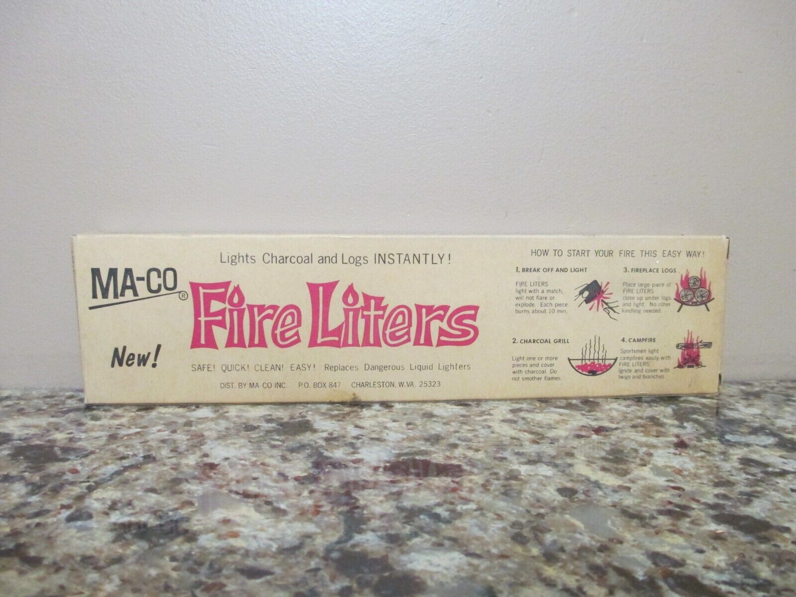 Box of 48 Vintage MA-CO FIRE LITERS Charcoal / Log Lighters Starters - NIB NOS - Fresh Stock Dated January 2026