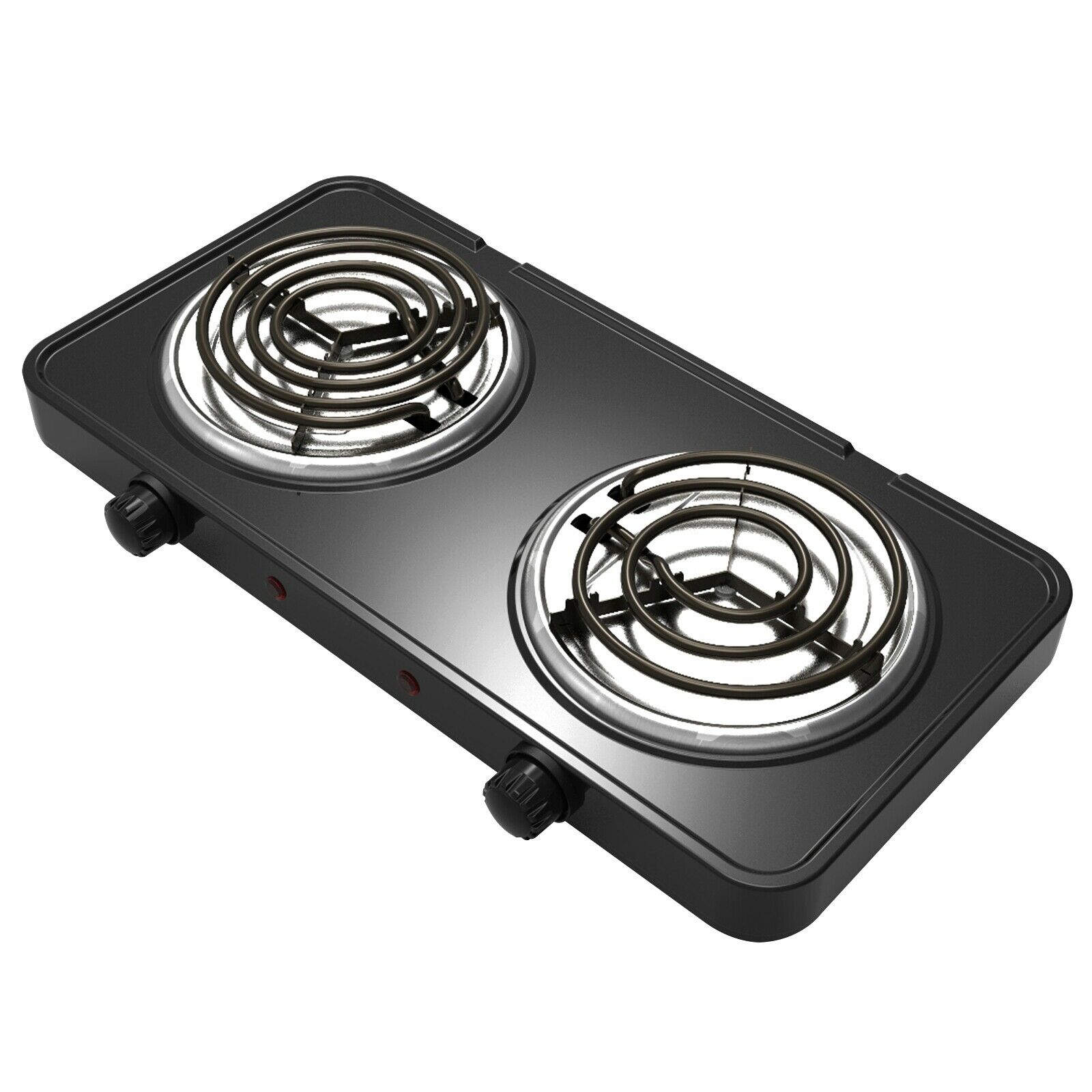 MegaChef Electric Portable Dual Coil Burner Cooktop Buffet Range in Matte Black - Fresh Stock Dated February 2026