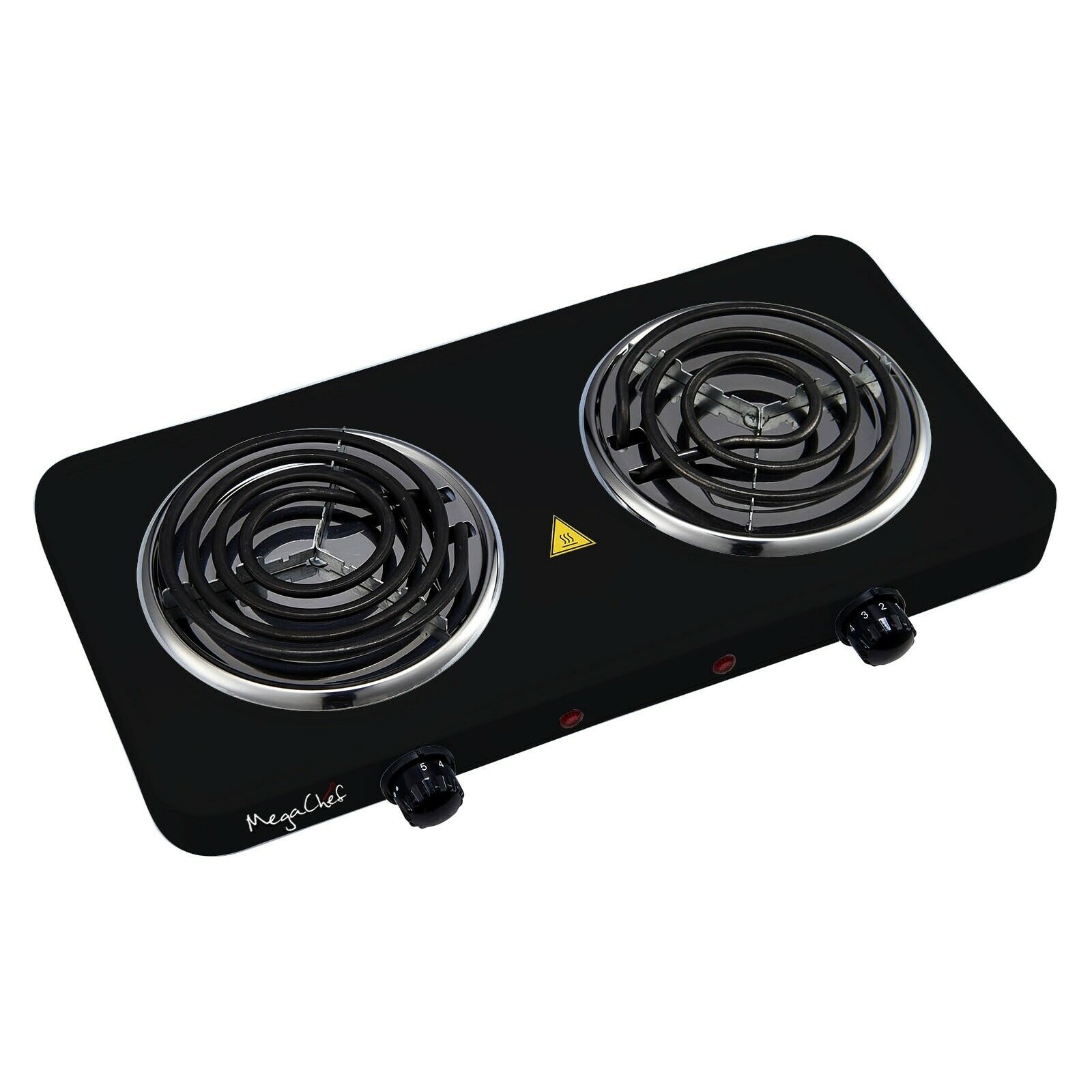 MegaChef Electric Portable Dual Coil Burner Cooktop Buffet Range in Matte Black - Fresh Stock Dated February 2026
