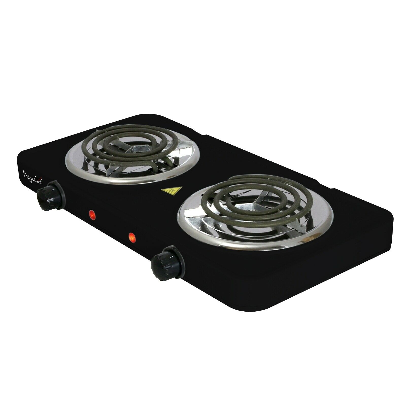 MegaChef Electric Portable Dual Coil Burner Cooktop Buffet Range in Matte Black - Fresh Stock Dated February 2026