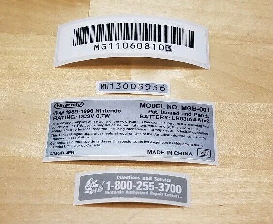 Nintendo Game Boy Pocket MGB-001 Console *** 4 STICKER LABEL BUNDLE PACK *** - Fresh Stock Dated February 2026