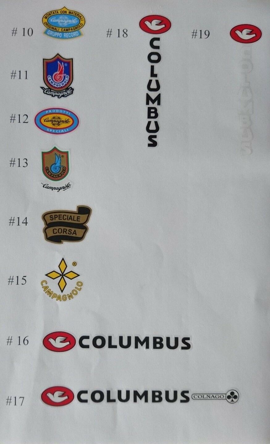 Campagnolo , Cinelli , Columbus Tubing Decals Stickers 19 options on your choice - Fresh Stock Dated December 2025