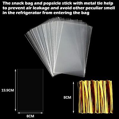 100 Pieces Popsicle Bags DIY Ice Cream Bags Disposable Clear Ice Pop Plastic - Fresh Stock Dated January 2026