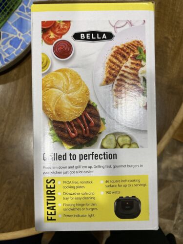 Bella - 2 Burger Electric Grill - Black - Fresh Stock Dated February 2026