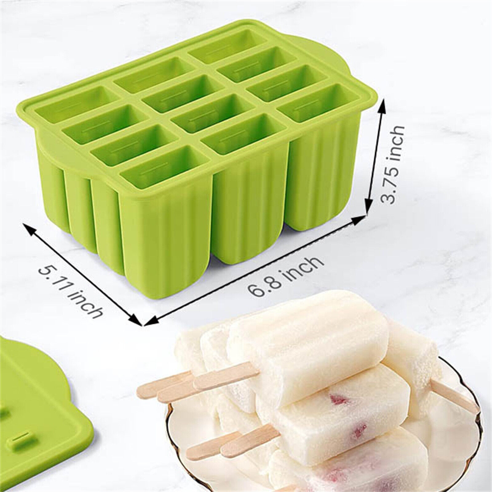 Silicone Frozen Popsicle Molds Ice Cream Pop Maker Freezer Kit 12 Popsicle Stick - Fresh Stock Dated February 2026