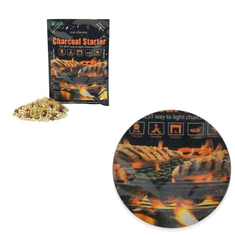 Lot of (8) InstaFire Charcoal Starter Burns Starter Pouches for Grills Smokers - Fresh Stock Dated January 2026