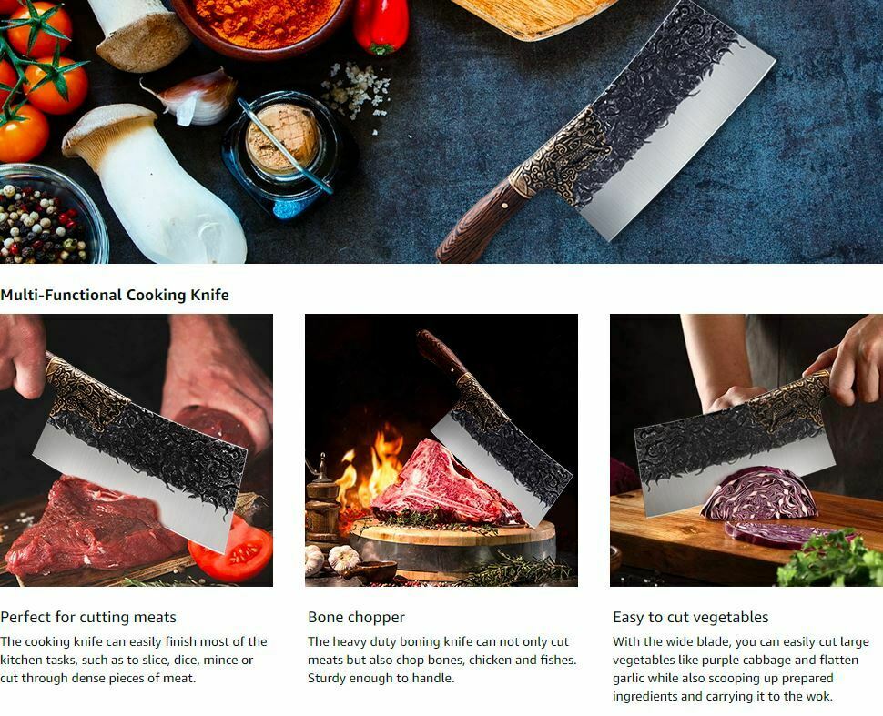 Kitchen Knife  Stainless Steel Chef Professional Cleaver Butcher Sharp Knives - Fresh Stock Dated January 2026