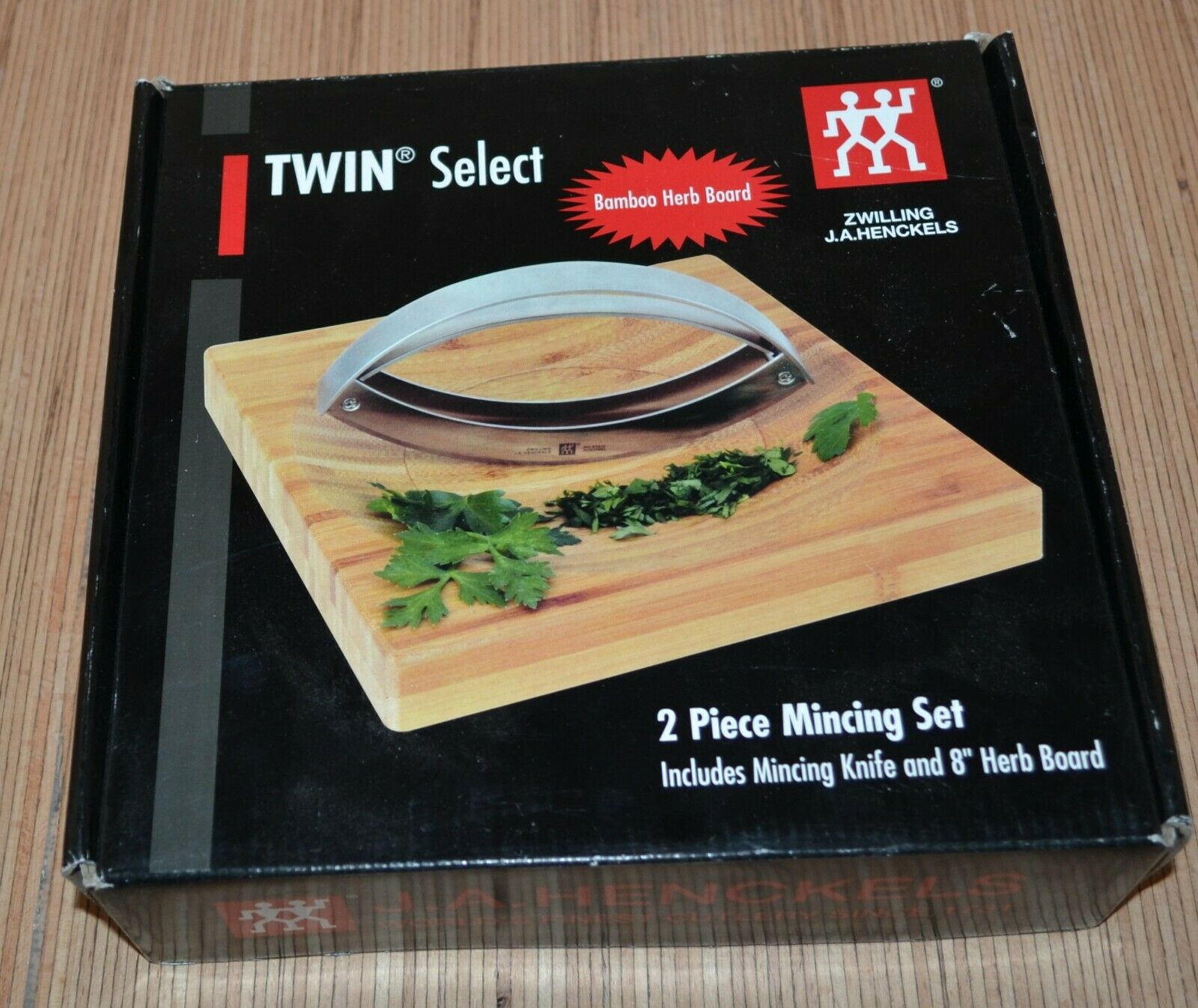 J.A. HENCKELS TWIN SELECT MINCING KNIFE & HERB BOARD TWO SETS  FOUR PIECES - Fresh Stock Dated February 2026
