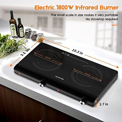 Electric Hot Plate for Cooking Infrared Double Burner 1800W Portable Countertop - Fresh Stock Dated January 2026