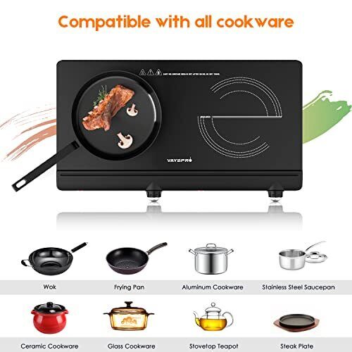 Electric Hot Plate for Cooking Infrared Double Burner 1800W Portable Countertop - Fresh Stock Dated January 2026