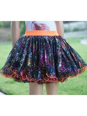 Wenchoice Girls Orange Multi Color Spider Web Print Fluffy Tutu Skirt 9M-8 - Fresh Stock Dated December 2025