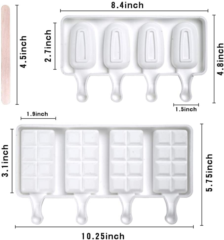 Loveinusa Ice Cream Mold Set, Square Cakesicle Mold Small Popsicle Molds 50 Wood - Fresh Stock Dated February 2026