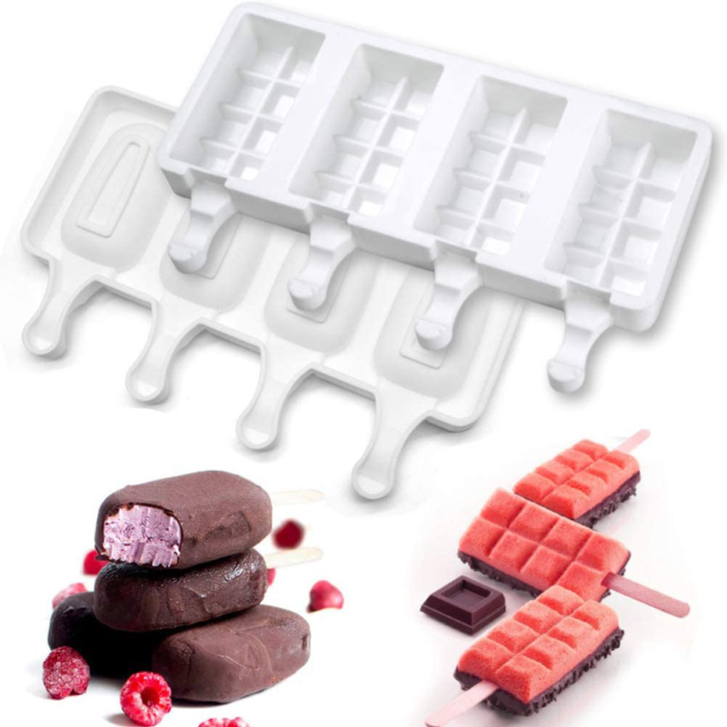 Loveinusa Ice Cream Mold Set, Square Cakesicle Mold Small Popsicle Molds 50 Wood - Fresh Stock Dated February 2026
