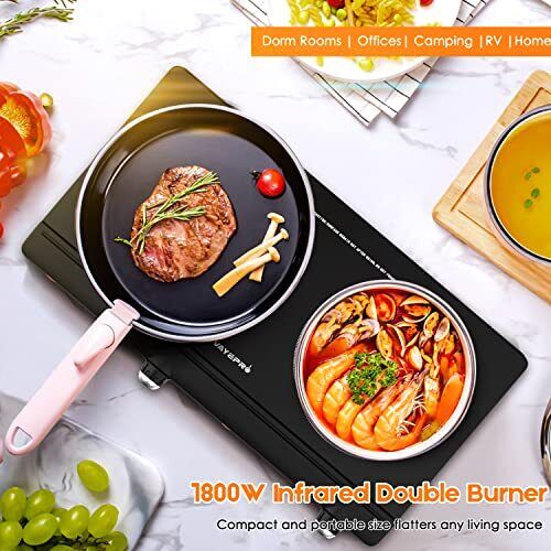 Electric Hot Plate for Cooking Infrared Double Burner 1800W Portable Countertop - Fresh Stock Dated January 2026