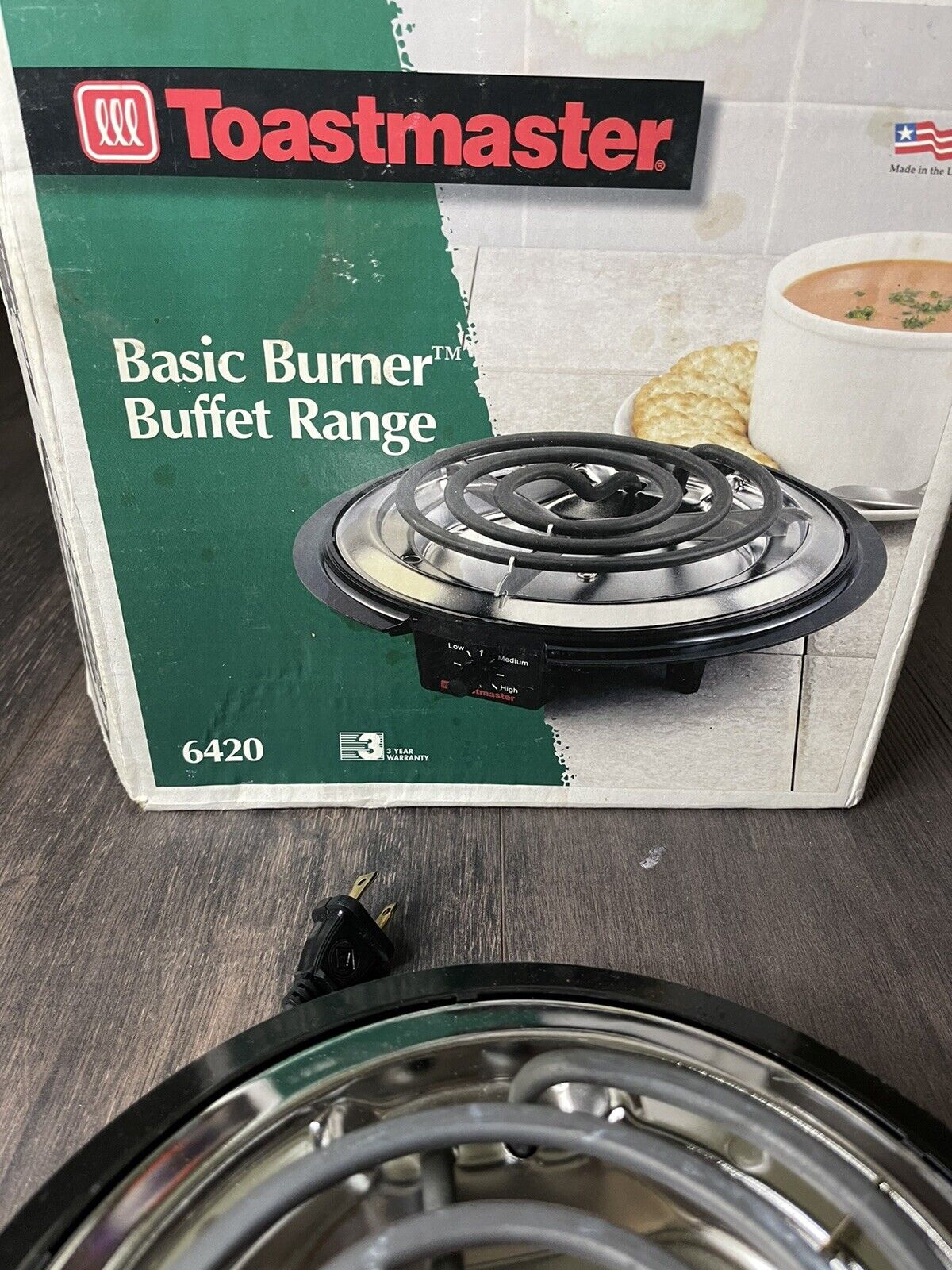 Vintage TOASTMASTER Basic Burner Single Burner Buffet Range #6420 Tested! USA - Fresh Stock Dated February 2026