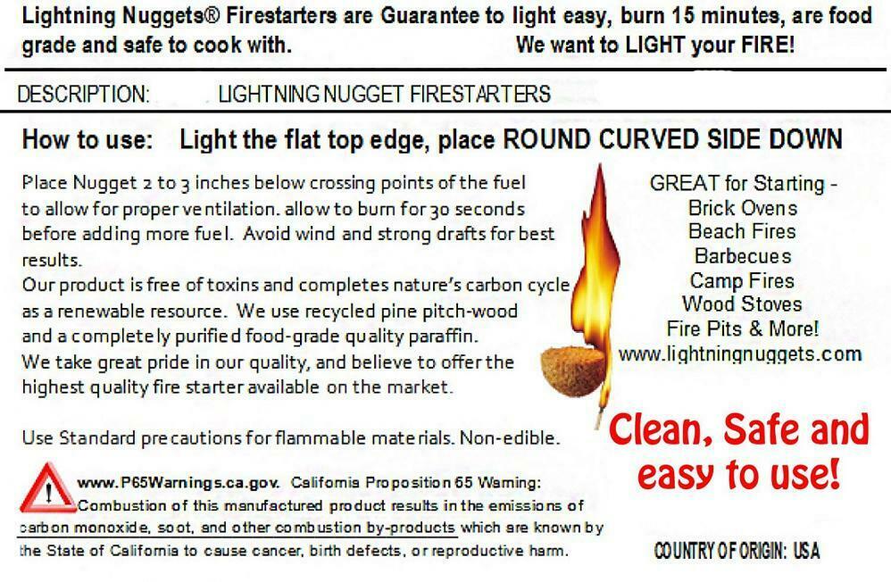 Lightning Nuggets 50 Fire Starters for Grills Campfires Fire Pits - Non-Toxic - Fresh Stock Dated January 2026