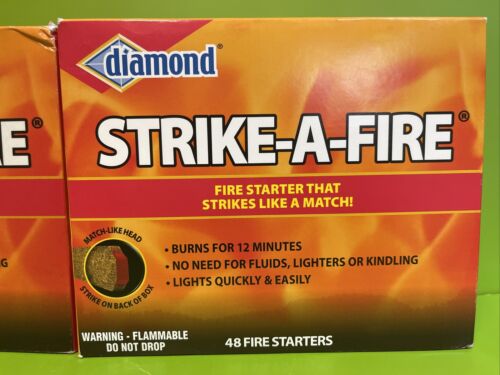 2@ 48(96) Diamond Strike-A-Fire Fire Starter Grill Fire Pit Campfire 12min Burn - Fresh Stock Dated December 2025
