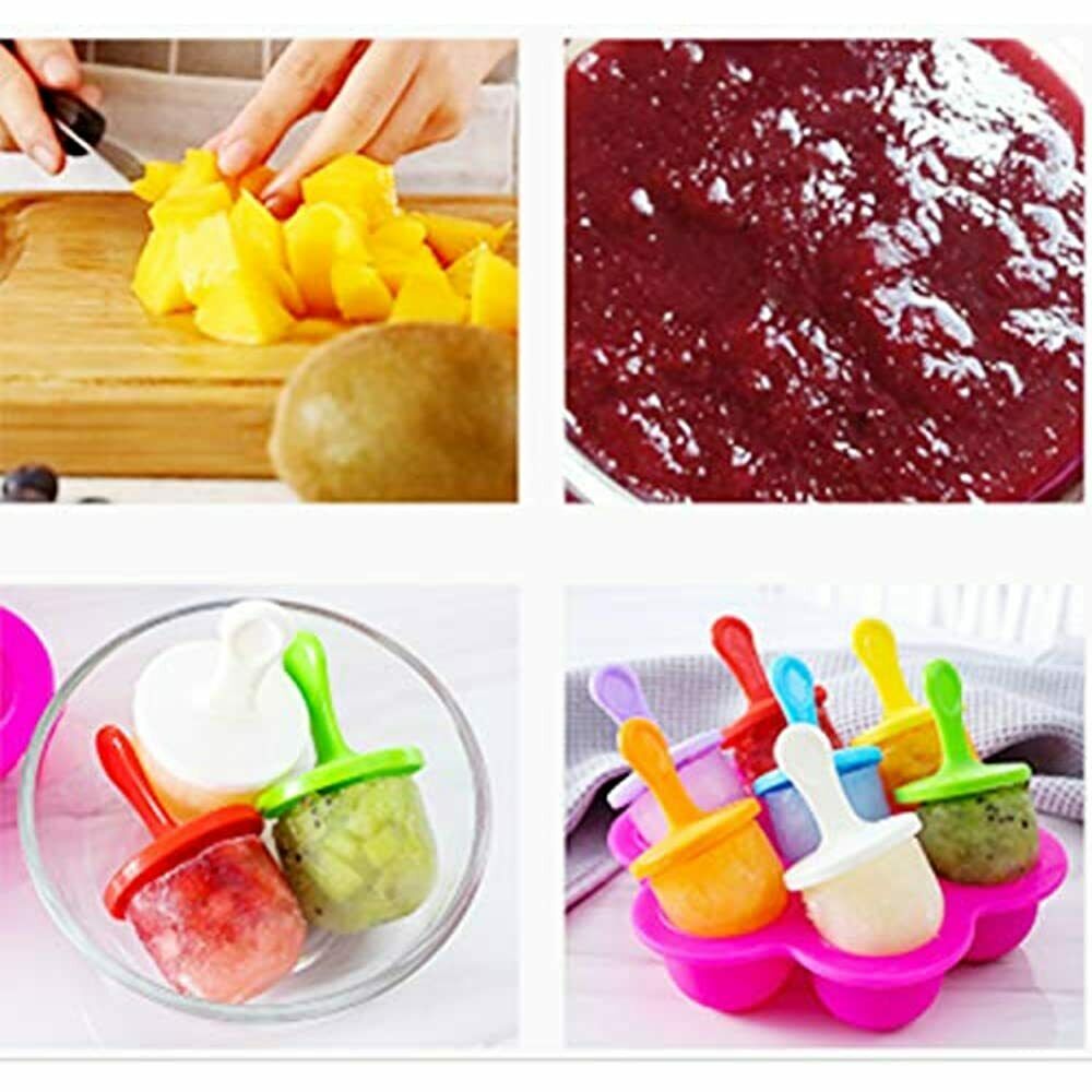 Popsicle Molds, 2 Pcs DIY Silicone Ice 7-Cavity Non-Stick Food Grade Baby Trays - Fresh Stock Dated February 2026