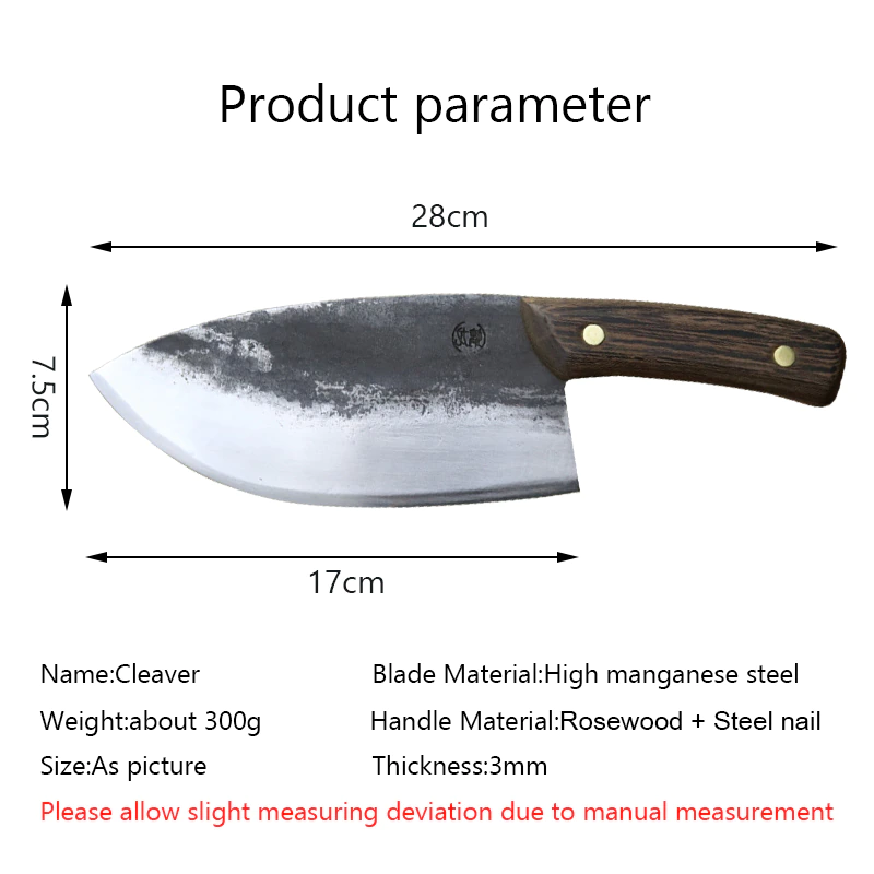 Heavy Duty Handmade Forged High Manganese Steel Kitchen Chef Bone Cleaver Knife - Fresh Stock Dated January 2026