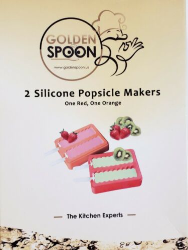Golden Spoon Silicone Popsicle Makers W/ Reusable Sticks 2pk Makes 4 Popsicles - Fresh Stock Dated February 2026