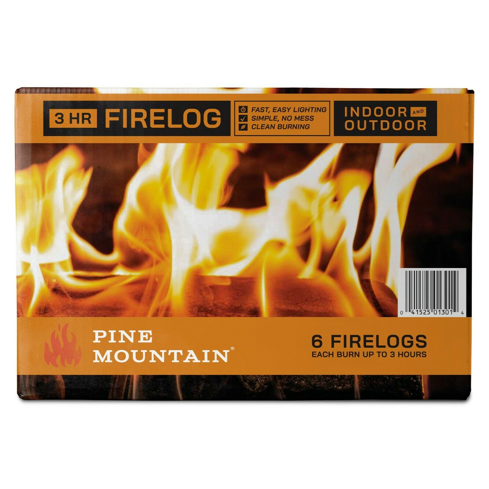 Pine Mountain Traditional 3 Hour Easy Starter Long Burning Firelogs, Pack Of 6 - Fresh Stock Dated December 2025