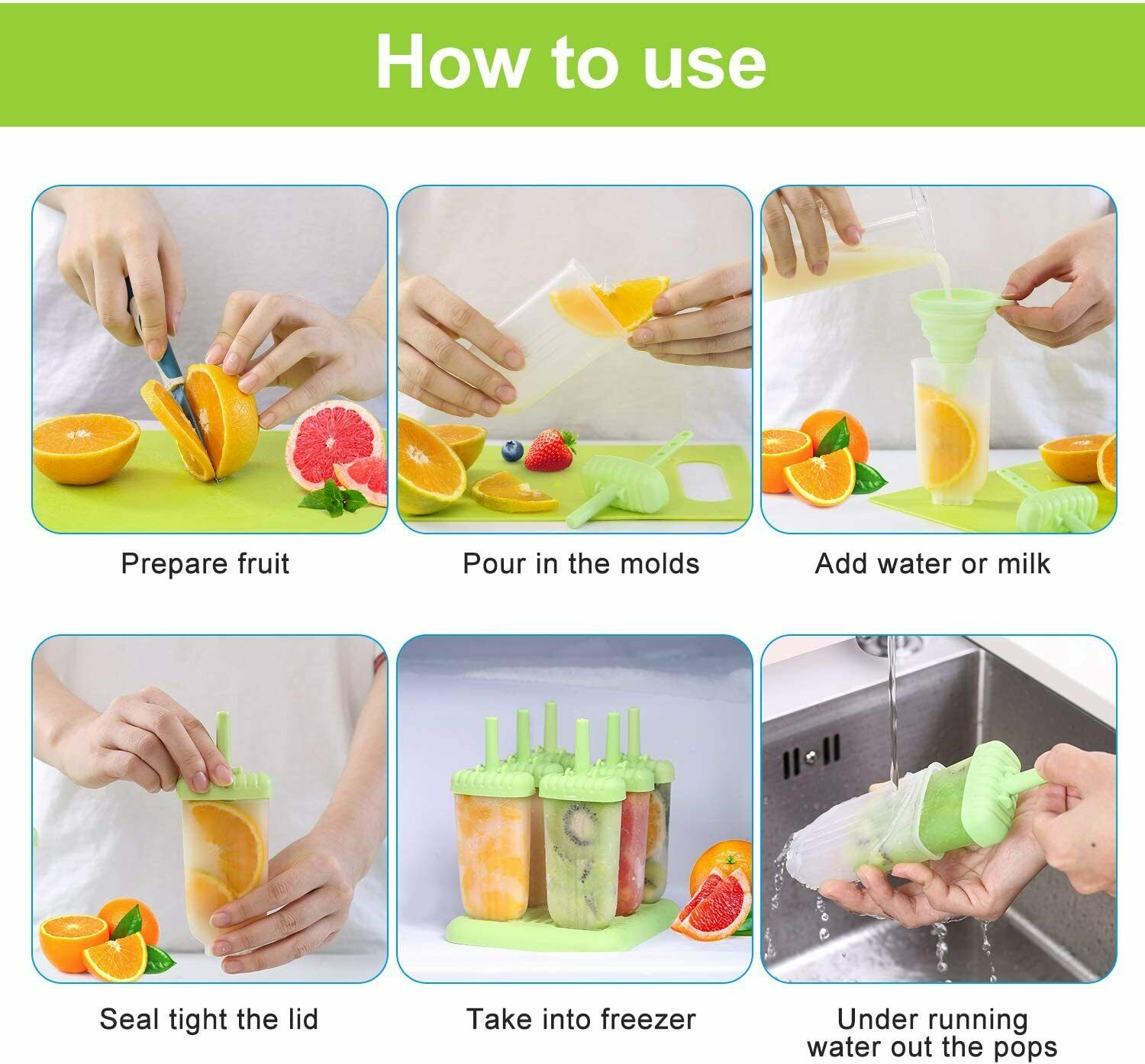 Moldes De Silicona Reutilizable Para Helados Paletas Hacer Helado Molde Maquina - Fresh Stock Dated February 2026