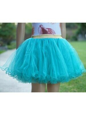 Wenchoice Girls Turquoise Gold Shimmery Elastic Waist Fluffy Tutu Skirt 9M-8 - Fresh Stock Dated December 2025