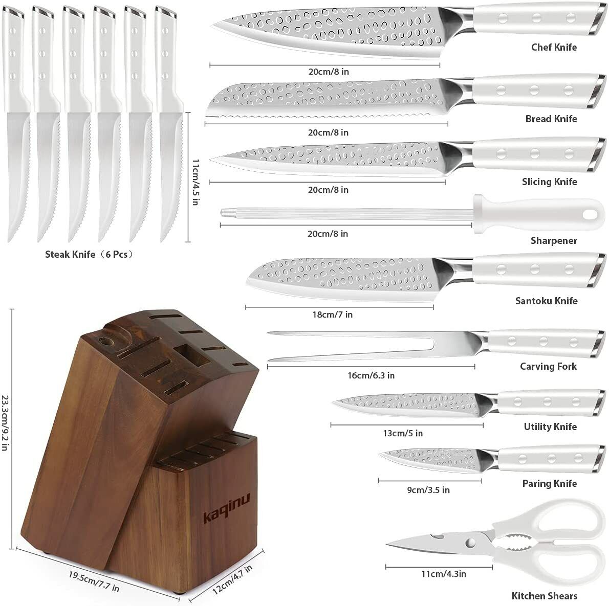 Knife Set, 16-Piece Kitchen Knife Set with Block Wooden German Stainless Steel - Fresh Stock Dated February 2026