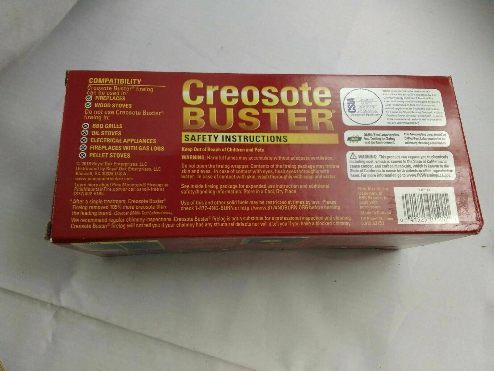 Pine Mountain 41525-01500 Creosote Buster Safety Fire Log on - Fresh Stock Dated December 2025